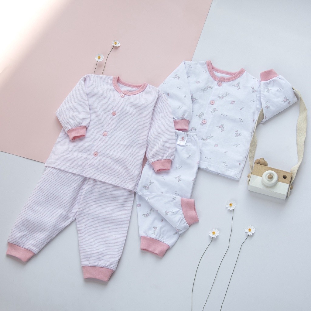 Combo 2 Bộ Quần Áo Dài Sơ Sinh Cho Bé Trai, Bé Gái (Từ 0 - 24 Tháng), Vải Cotton